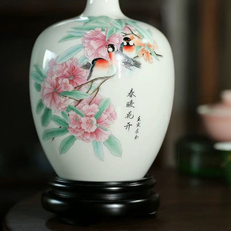 Dehua white porcelain ornaments, mutton-fat jade porcelain vase-Spring Blossoms - Image 4