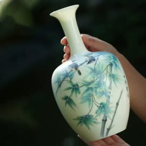 Dehua white porcelain ornaments, mutton-fat jade porcelain vase-Verdant