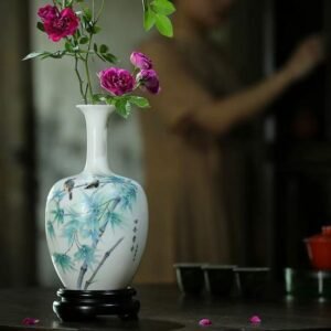 Dehua white porcelain ornaments, mutton-fat jade porcelain vase-Verdant