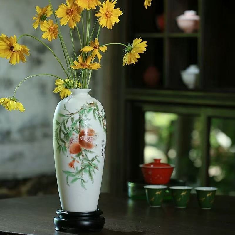Dehua white porcelain ornaments, mutton-fat jade porcelain vase-Perennial Fortune - Image 2