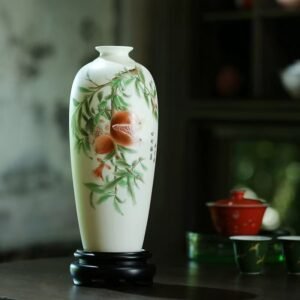 Dehua white porcelain ornaments, mutton-fat jade porcelain vase-Perennial Fortune