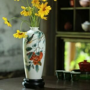 Dehua white porcelain ornaments, mutton-fat jade porcelain vase-Wishful Vase