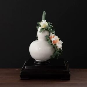 Dehua white porcelain ornaments, mutton-fat jade porcelain vase-Overflowing Fortune