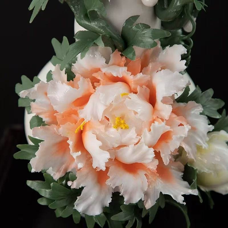 Dehua white porcelain ornaments, mutton-fat jade porcelain vase-Overflowing Fortune - Image 3