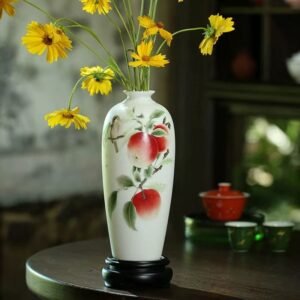 Dehua white porcelain ornaments, mutton-fat jade porcelain vase-Ping An Vase