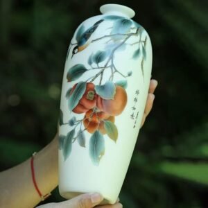 Dehua white porcelain ornaments, mutton-fat jade porcelain vase-Wishful Vase