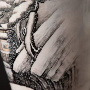 Hand-painted Snow Scene Waist Drum Vase