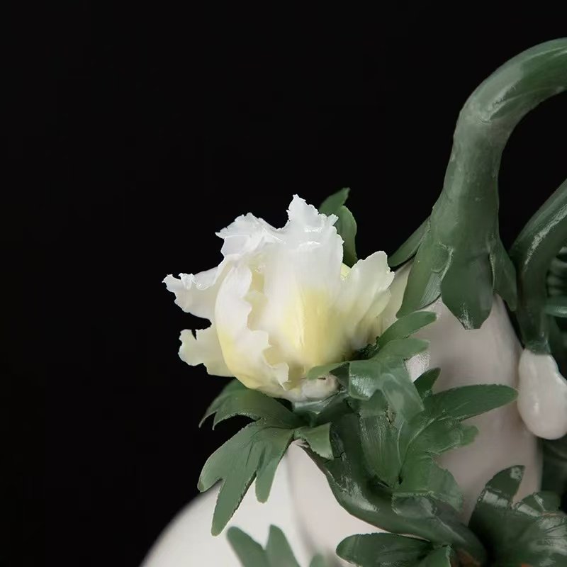 Dehua white porcelain ornaments, mutton-fat jade porcelain vase-Overflowing Fortune - Image 4