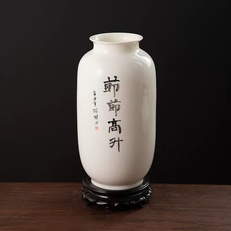 Hand-painted wide-mouth vase(Bamboo Brings Peace) - Image 2