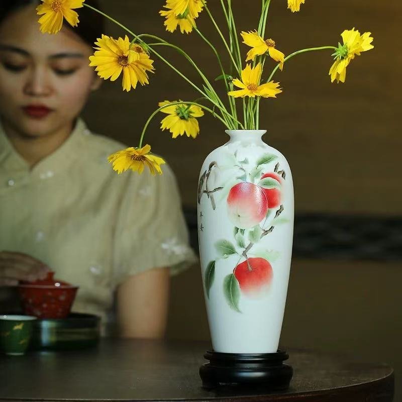 Dehua white porcelain ornaments, mutton-fat jade porcelain vase-Ping An Vase - Image 5