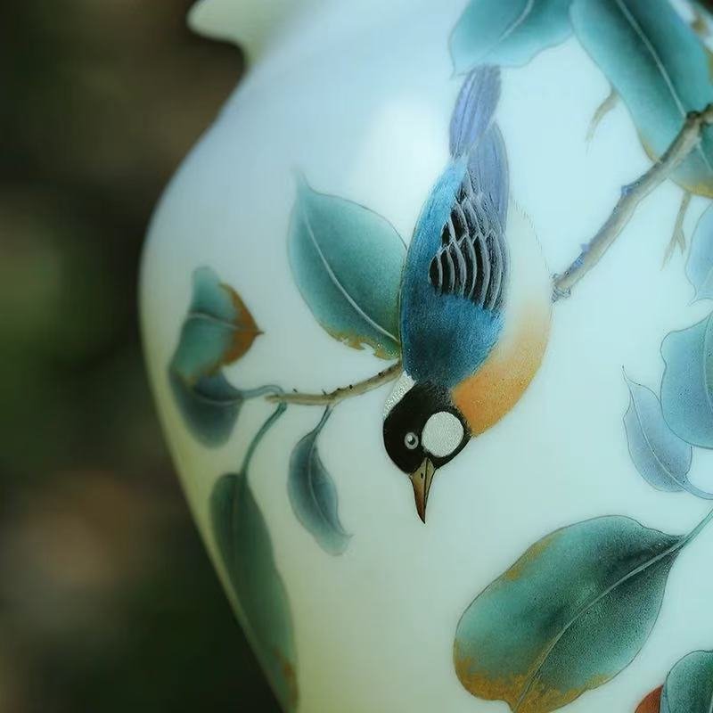 Dehua white porcelain ornaments, mutton-fat jade porcelain vase-Wishful Vase - Image 4