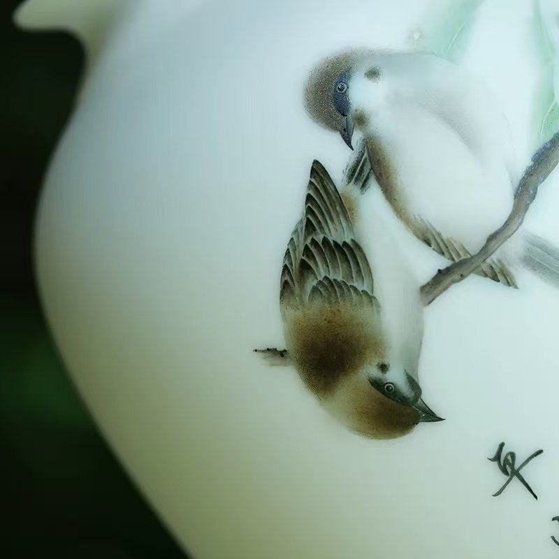 Dehua white porcelain ornaments, mutton-fat jade porcelain vase-Ping An Vase - Image 4